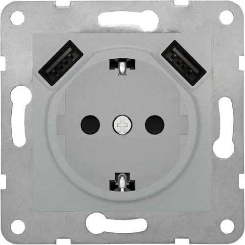 BASE ENCHUFE SCHUKO CON DOBLE USB 2.4A SERIE VIVA PLATA LUNA Imprescindible (Must-Have)