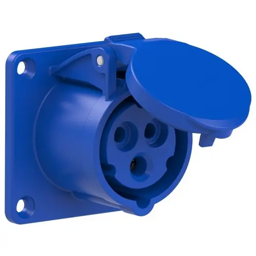 BASE EMPOTRAR RECTA IP44 2 POLOS + TIERRA 220V 16A 6h DE COLOR AZUL Directo De Fábrica