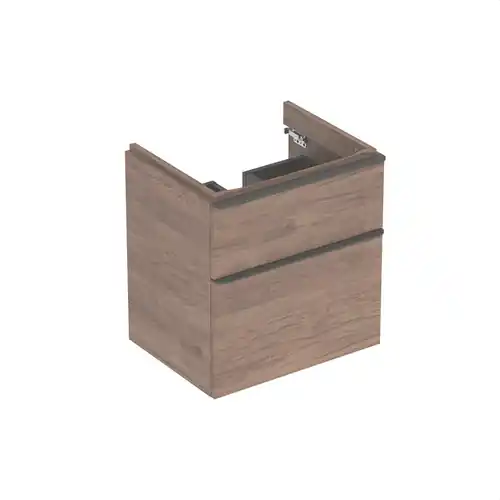 Envío Inmediato MUEBLE BAJO SMYLE SQUARE PARA LAVABO 58,4cm 2 CAJONES MADERA NOGAL