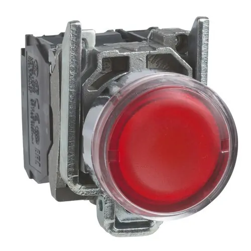 PULSADOR LUMINOSO RASANTE DIÁMETRO 22 230-240V ROJO EMBELLECEDOR METÁLICO Envío Gratis